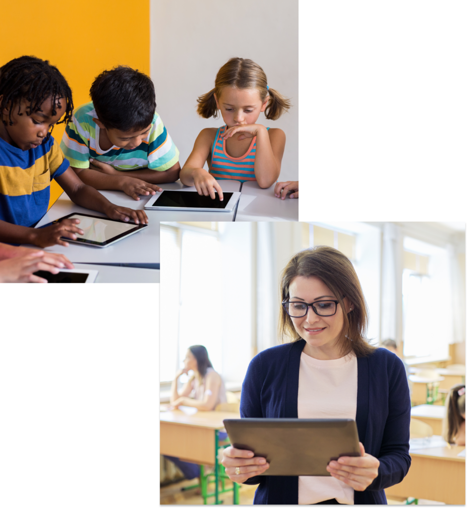 Students and Teachers working with Tablets