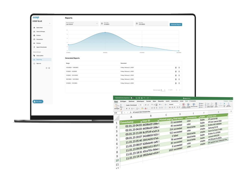 Remote print monitoring with ezeep